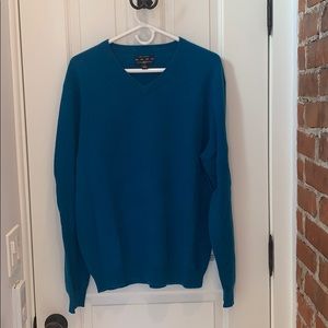 100% Cashmere Men’s V-neck Sweater L Teal Macy’s